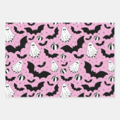 Pink ghosts, bats and pumpkins geschenkpapier set (Vorderseite)