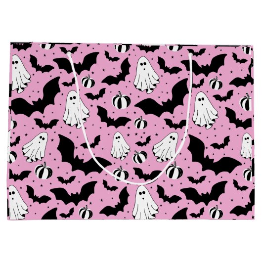 Pink ghosts, bats and pumpkins große geschenktüte (Rückseite)