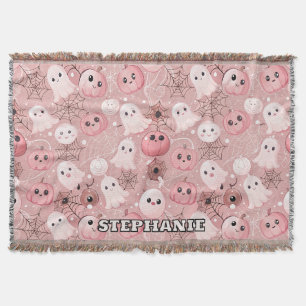 Pink Ghosts & Pumpkins Whimsisches Halloween Decke