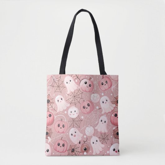 Pink Ghosts & Pumpkins Whimsisches Halloween Tasche (Vorderseite)