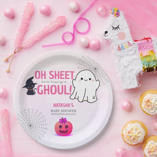 Pink Ghoul Halloween Kinderdusche Pappteller (Party)