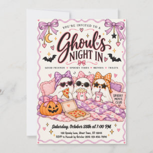 Pink Ghouls Nacht in Halloween-Schlafparty Einladung