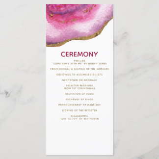 Pink Gilt Agate Hochzeitsprogramme Programm
