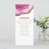 Pink Gilt Agate Hochzeitsprogramme Programm (Stehend Vorderseite)