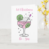 Pink Gin Happy Christmas Karte (Gelbe Blume)