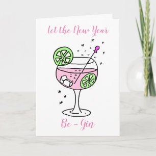 Pink Gin Happy New Year Card Karte