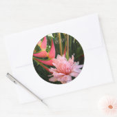 Pink Ginger Heliconia Wedding Umschlag Aufklebers Runder Aufkleber (Umschlag)