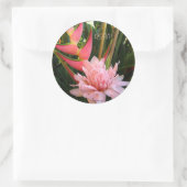 Pink Ginger Heliconia Wedding Umschlag Aufklebers Runder Aufkleber (Tasche)