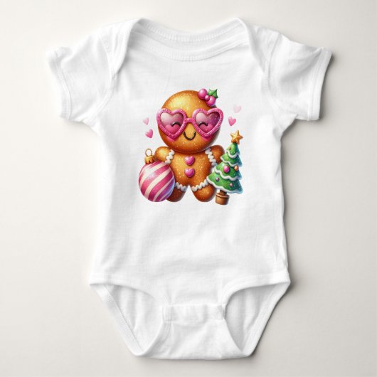 Pink Gingerbread Baby Strampler (Vorderseite)