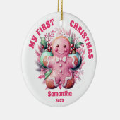Pink Gingerbread Baby's First Christmas Ornament (Rechts)