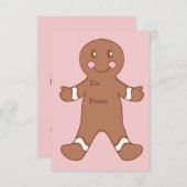 Pink Gingerbread Boy Gift Tags Begleitkarte (Vorne/Hinten)