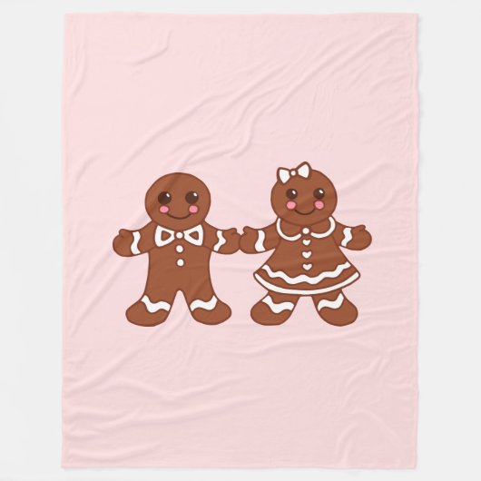 Pink Gingerbread Boy & Girl Blanket Fleecedecke (Vorderseite)