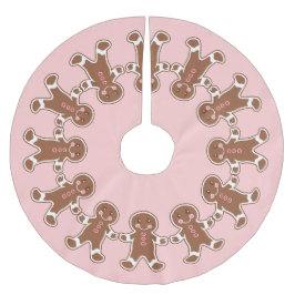 Pink Gingerbread Boys Weihnachtsbaumrock Polyester Weihnachtsbaumdecke