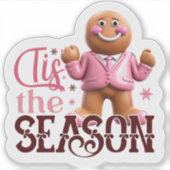 Pink Gingerbread Charakter Celebrates! Aufkleber (Vorderseite)