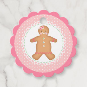 Pink Gingerbread Cookie Gefälligkeitstags Geschenkanhänger