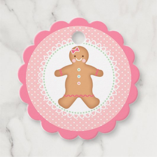 Pink Gingerbread Cookie Gefälligkeitstags Geschenkanhänger (Vorderseite)