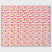 Pink Gingerbread Girl Weihnachtswrapping Paper Geschenkpapier (Flach)