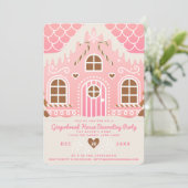 Pink Gingerbread Haus Dekorieren Party Einladung (Stehend Vorderseite)