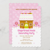 Pink Gingerbread Haus Dekorieren Party Einladung (Vorne/Hinten)
