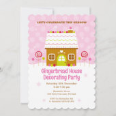 Pink Gingerbread Haus Dekorieren Party Einladung (Vorderseite)