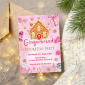 Pink Gingerbread Haus Dekorieren Party Einladung