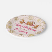 Pink Gingerbread Haus Dekorieren Weihnachtsfest Pa Pappteller (Schrägansicht)