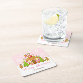 Pink Gingerbread Haus Dekorieren Weihnachtsfest Pa Rechteckiger Pappuntersetzer (Vor Ort)