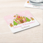 Pink Gingerbread Haus Dekorieren Weihnachtsfest Pa Rechteckiger Pappuntersetzer (angewinkelt)