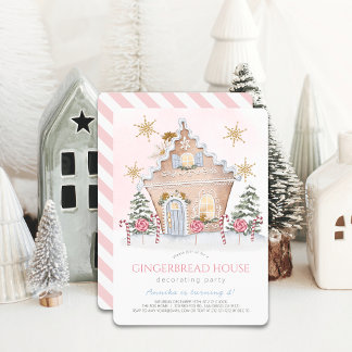 Pink Gingerbread Haus zum Geburtstag Einladung