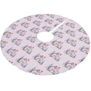 Pink Gingerbread Hausdekoration Polyester Weihnachtsbaumdecke