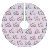 Pink Gingerbread Hausdekoration Polyester Weihnachtsbaumdecke (Vorderseite)