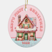 Pink Gingerbread House Baby's First Christmas Keramik Ornament (Links)