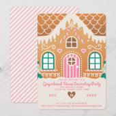 Pink Gingerbread House Dekoratives Party Einladung (Vorne/Hinten)