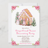 Pink Gingerbread House Dekoratives Party Einladung (Vorderseite)