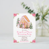 Pink Gingerbread House Dekoratives Party Postkarte (Stehend Vorderseite)