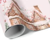 Pink Gingerbread House Frohe Weihnachten Geschenkpapier (Rolleneckpunkt)