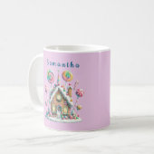 Pink Gingerbread House Kids Name Mug Kaffeetasse (Vorderseite Links)