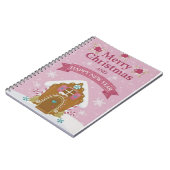 Pink Gingerbread House Merry Christmas Notebook Notizblock (Linke Seite)