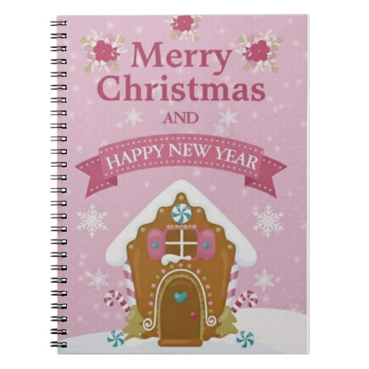 Pink Gingerbread House Merry Christmas Notebook Notizblock (Vorderseite)