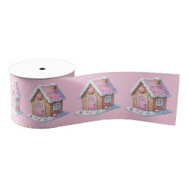 Pink Gingerbread House On Pink  Ripsband