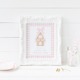 Pink Gingerbread House Party Plakatzeichen individ Poster