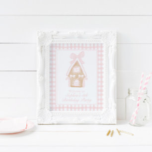 Pink Gingerbread House Party Plakatzeichen individ Poster