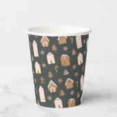 Pink Gingerbread House Pattern Baby Shower Pappbecher (Rückseite)
