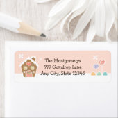 PINK GINGERBREAD HOUSE RÜCKSENDEADRESSEN-AUFKLEBER (Insitu)