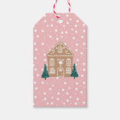 Pink Gingerbread House Village Illustration Geschenkanhänger (Vorderseite)