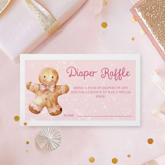 Pink Gingerbread Man Baby Dusche Windel Raffel Begleitkarte