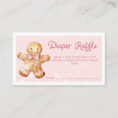 Pink Gingerbread Man Baby Dusche Windel Raffel Begleitkarte (Vorderseite)