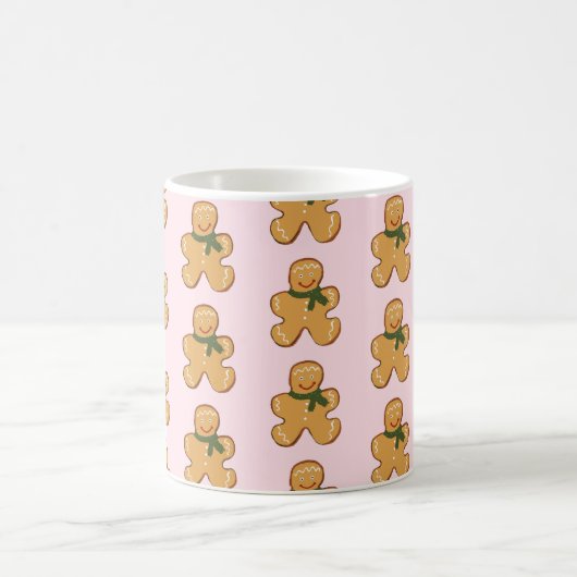 Pink Gingerbread Mann Keks Weihnachtsmuster Kaffeetasse (Mittel)