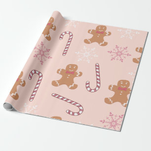 PINK GINGERBREAD MÄNNER CHRISTMAS GESCHENKPAPIER