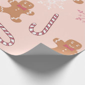 PINK GINGERBREAD MÄNNER CHRISTMAS GESCHENKPAPIER (Ecke)